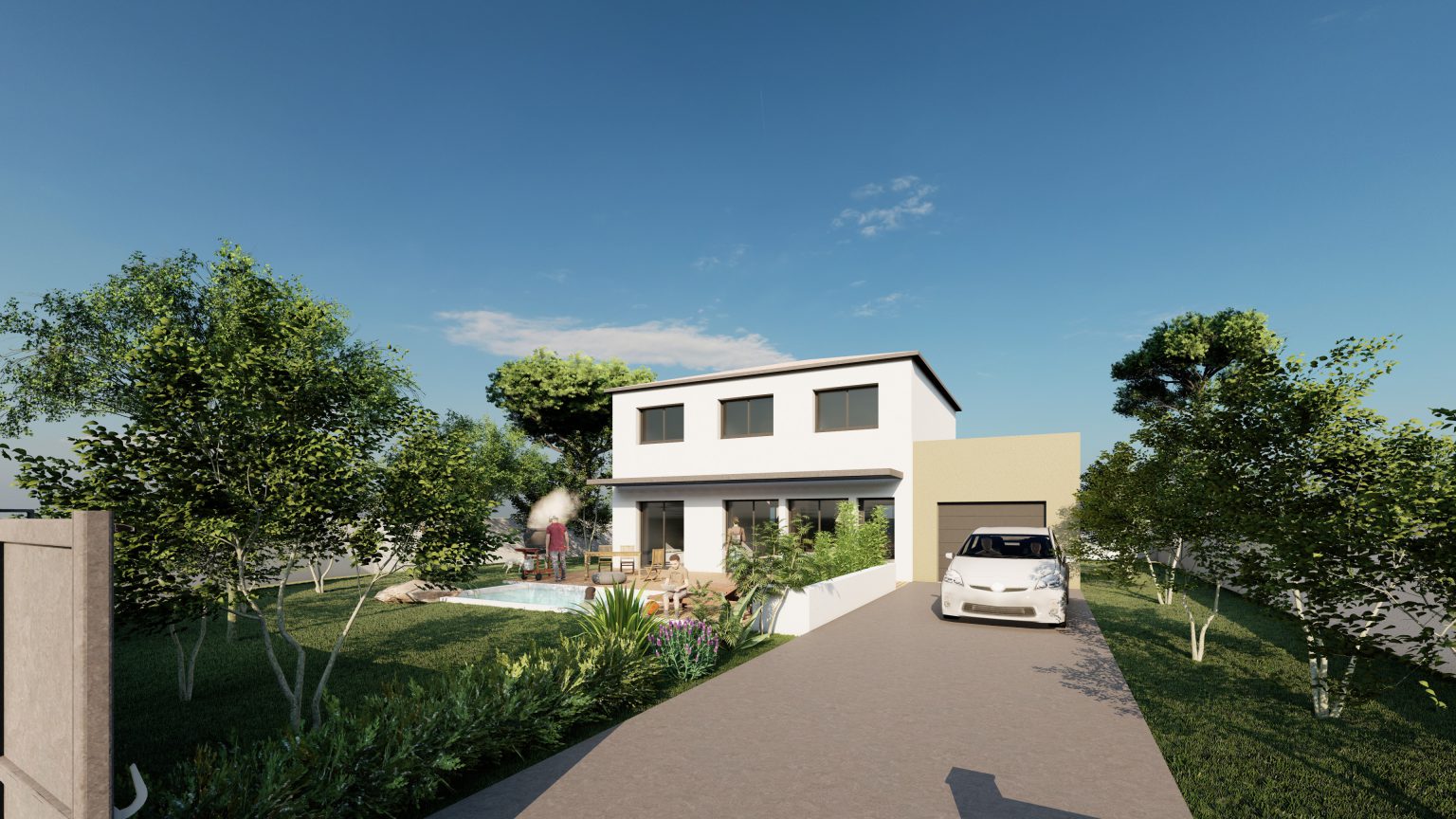 Acheter maison neuve - Villa contemporaine clé en main à Frontignan Hérault - Maison 140 m² avec 3 chambres, jardin et piscine