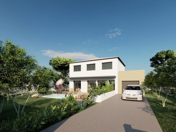 Acheter maison neuve - Villa contemporaine clé en main à Frontignan Hérault - Maison 140 m² avec 3 chambres, jardin et piscine