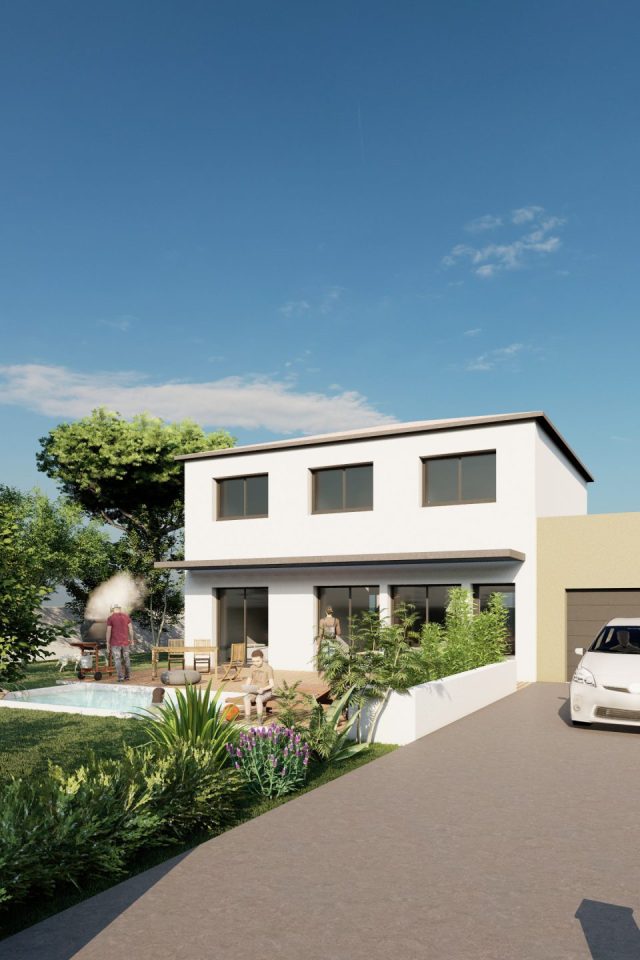 Acheter maison neuve - Villa contemporaine clé en main à Frontignan Hérault - Maison 140 m² avec 3 chambres, jardin et piscine